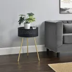 Măsuță laterală Forshaga negru-auriu 65x40 cm cu spațiu de depozitare