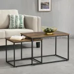 Set 2 mese de cafea Harnosand, maro inchis, design modern [en.casa]