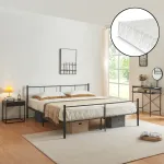 Pat metalic Laos 160x200 cm cu saltea din spuma rece, negru