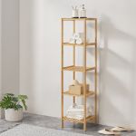 Standregal Lierne 140x33x33 cm Bambus Natur [en.casa]