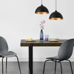 Set 2 lămpi suspendate Toulon E27 din metal negru/auriu lux.pro