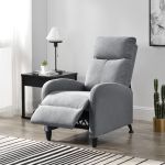 Fotoliu recliner Bregenz cu spătar reglabil, textil gri deschis