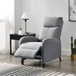 Fotoliu recliner Bregenz cu spătar reglabil, textil gri deschis