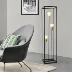 Lampadar Groningen cu 3 becuri, negru și auriu, design modern
