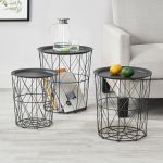 Set 3 măsuțe de cafea Worcester din metal cu depozitare, negre