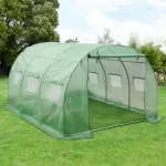 Solar tunel de grădină 300x300x200 cm cu 6 ferestre și ușă rulabilă