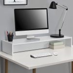 Suport monitor ergonomic Flensberg alb 100x27x15 cm en.casa