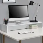 Suport monitor ergonomic Flensberg alb 100x27x15 cm en.casa