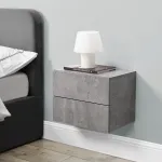 Noptieră suspendată Ampfing cu 2 sertare, aspect beton, [en.casa]
