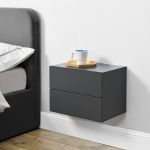 Noptieră suspendată Ampfing cu 2 sertare, gri închis, en.casa