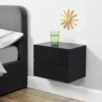 Noptieră suspendată Ampfing, neagră, cu 2 sertare, [en.casa]