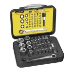Set insurubare Stanley 40 piese cu 30 biti, chei tubulare si clichet 1/4