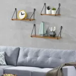 Set 3 rafturi de perete Randers, maro închis, stil industrial