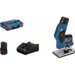 Masina de frezat muchii Bosch GKF 12V-8 cu 2 acumulatori 3Ah si L-BOXX