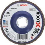 Disc lamelar Bosch X-LOCK 115 mm, granulație 80, pentru metal și inox