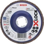 Disc lamelar Bosch X-LOCK 125 mm G120 pentru metal si inox, placa plastic