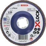 Disc lamelar Bosch X-LOCK 125 mm G120 pentru metal si inox, placa plastic