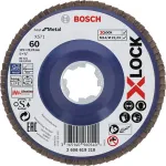 Disc lamelar Bosch X-LOCK 125 mm G60 pentru metal si inox, placa plastic