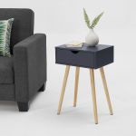 Masă laterală Sörby gri închis cu sertar, stil scandinav