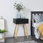 Masă laterală Sörby neagră cu sertar, stil scandinav, [en.casa]