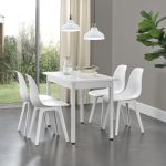 Set 4 scaune dining Brevik albe, design modern, 83x54x48 cm