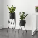 Set 2 suporturi pentru plante Hedera din metal negru, [en.casa]