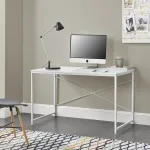 Birou alb Røros 120x60x72 cm cu cadru metalic, en.casa