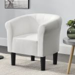 Fotoliu Jelgava alb din piele ecologică, 70x70x58 cm, [en.casa]