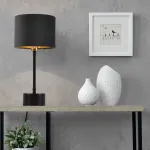Lampă de masă Deventer gri cu abajur textil și design modern
