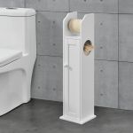 Toilettenpapierhalter Falkenberg 78x20x18 cm Badezimmerschrank mit Ablage Weiß en.casa