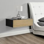 Raft de perete cu sertar Antilles 50x24x12 cm, negru si lemn natur