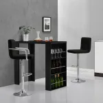 Masă de bar Bonn cu 3 rafturi integrate, negru, 117 x 57 x 106,5 cm