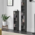 Raft CD Tynset cu 6 compartimente, 90x20x20 cm, gri închis