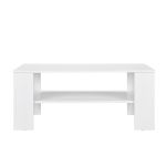 Masă de cafea Patrice 100x60 cm albă cu poliță, furnir MDF