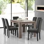 Set masă dining cu 6 scaune Kramfors 140x90 cm stejar antic gri închis