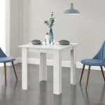 Masă dining pătrată Algermissen 80x80 cm albă pentru 4 persoane