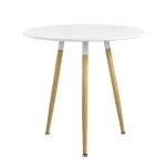 Masă dining rotundă Camille 80 cm, design retro, albă