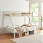 Pat supraetajat metalic Sortland 200x140/90 cm, alb, 3 locuri