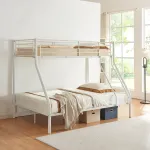 Pat supraetajat metalic Sortland 200x140/90 cm, alb, 3 locuri