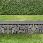 Bancă gabion pentru grădină cu șezut WPC gri 100x30x45 cm pro.tec