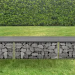 Bancă gabion pentru grădină cu șezut WPC gri 100x30x45 cm pro.tec