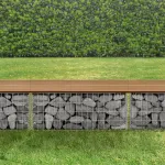 Bancă gabion din WPC, aspect teak, 100x30x45 cm, pro.tec