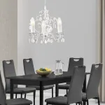 Candelabru Luzern alb, 3 brațe, cristale decorative, E14, 140 cm