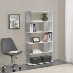 Bibliotecă Aneby cu 5 rafturi, alb și aspect beton, 159x80x24 cm