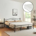 Pat metalic Florența 180x200 cm cu saltea din spumă rece, negru