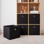 Faltbox 10er-Set 30x30x28 cm Vliesstoff Schwarz en.casa