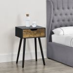 Beistelltisch Östersund 60x40x30 cm Schwarz/Dunkler Holzton [en.casa]