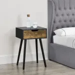 Noptieră / măsuță laterală Östersund cu sertar, negru și lemn închis