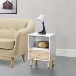 Beistelltisch Sundsvall 40x30x54 cm Weiß/Eiche [en.casa]