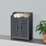 Badezimmerschrank Trosa 62x45x25 cm WPC Dunkelgrau en.casa